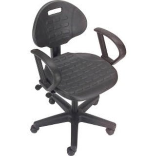 Puncture Proof Ergonomic Chair with Armrests by Global Industrial – Polyurethane, Black, Model A203TM+19C2ARM