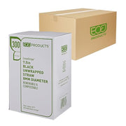 ECO PRODUCTS Bulk / 9600 / 7.75" Clear W/Stripe Straws