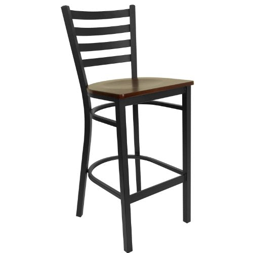 Flash Furniture Mahogany Wood Seat/Black Metal Frame / Set of 1 / Traditional Barstools