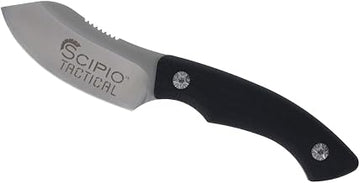 Scipio St1001 Grunt Fixed-Blade Knife - Small Skinning Hunting Knife With Protective Leather Sheath - Tactical Scout Carry Knife 3-Inch Blade - Black