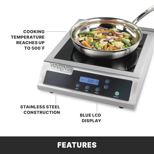 Waring Silver / WIH400 - Single Burner / 11" x 11" Schott ceramic glass surface Countertop Burners