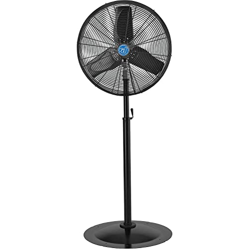 Premium 24" Oscillating Pedestal Fan - 1/2 HP - TEAO Motor - 9400 CFM by Continental Dynamics – 32"L x 41"W x 11"H, Alloy Steel, Black, Model SFSE1-750/60YW-D2