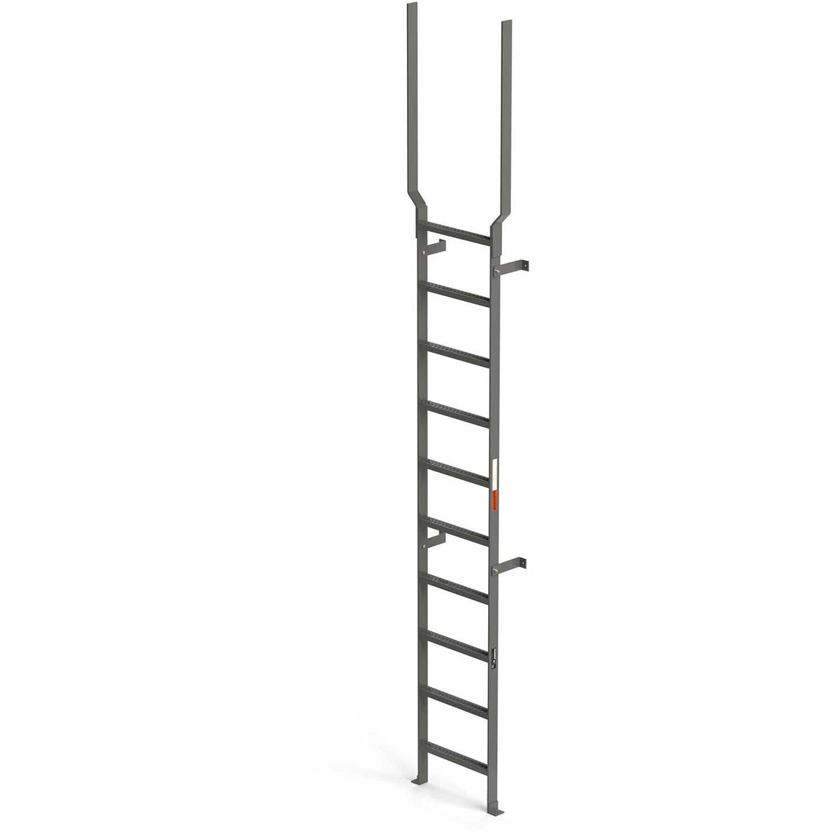 EGA VMS10EX Steel Vertical Wall Mount Ladder W/Rail Extensions by EGA Products – 8.25"L x 21.75"W x 16"H, Alloy Steel, Gray, Model MVMS10EX