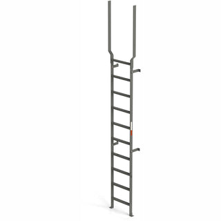 EGA VMS10EX Steel Vertical Wall Mount Ladder W/Rail Extensions by EGA Products – 8.25"L x 21.75"W x 16"H, Alloy Steel, Gray, Model MVMS10EX