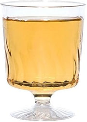 40 Count Disposable Wine Glasses 8 oz Plastic Clear Heavyweight 1-Piece Upscale by Fineline Flairware