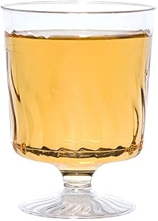 40 Count Disposable Wine Glasses 8 oz Plastic Clear Heavyweight 1-Piece Upscale by Fineline Flairware