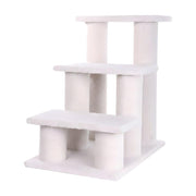 Faux Fleece Cat Step Stairs with Pressed Wood Platforms by Bison Pets – Engineered Wood, Beige