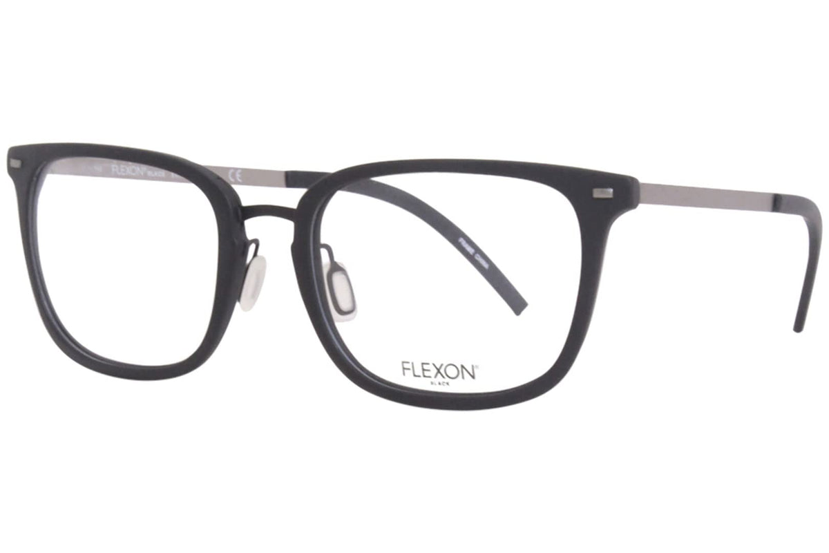 Eyeglasses B 2020 001 Black by Flexon – Lens-55 Bridge-20 Temple-145, Plastic, Black/Silver - 001, Model B2020