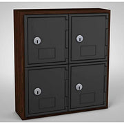 Cell Phone Locker by United Visual – Small, Wood/ABS Plastic, Walnut/Black Door, Model UVQ1030