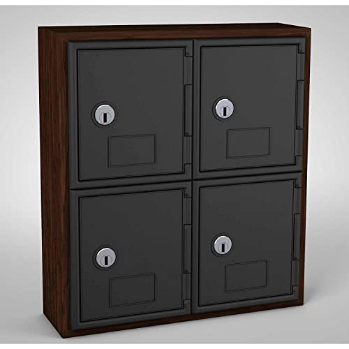 Cell Phone Locker by United Visual – Small, Wood/ABS Plastic, Walnut/Black Door, Model UVQ1030