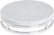 HUBERT Cerve Collection Chrome Round Display Riser with Marble Top - 11 1/5" Dia x 3 1/5" H
