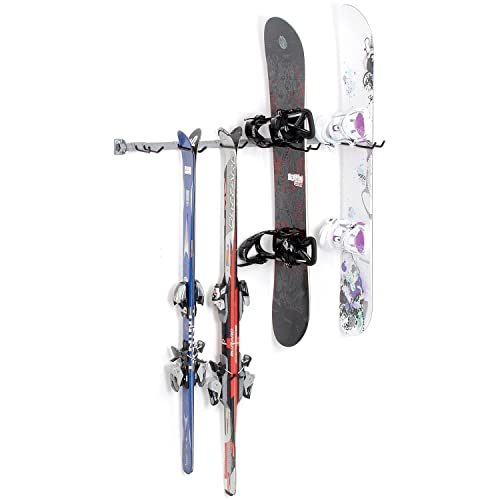 Monkey Bar Storage Ski and Snowboard Rack by Monkey Bars – Large, Metal, Soapstone Grey, Model 3007