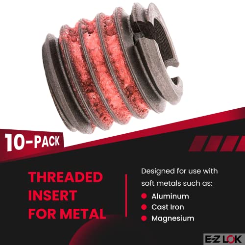 E-Z LOK Pack of 10 / 10 / 1/4-28 Internal Threads, 3/8-16 External Threads, 0.375 Length Thread Locking Inserts