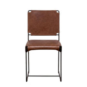 Top-Grain Leather Dining Chair with Reclaimed Iron Legs by Starlight Canyon Home – Leather, Tobacco Leather