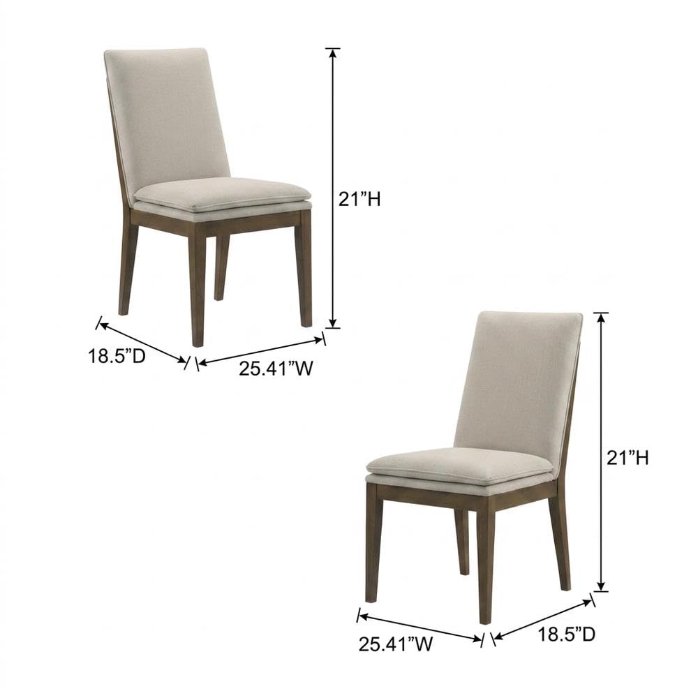 Upholstered Dining Chair with Cushion Set of by Starlight Canyon Home – Solid Rubberwood, Manufactured wood, Oak wood veneers, 100% polyester, Brown, Pack of 2