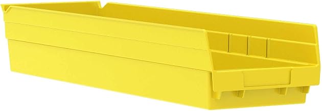 Akro-Mils 30164 Plastic Shelf Bin Nestable - 6-5/8"W x 23-5/8"D x 4" H Yellow, Lot of 6