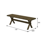 Wooden Dining Bench with X-Style Base by Furnifact – Wood, Distressed Espresso