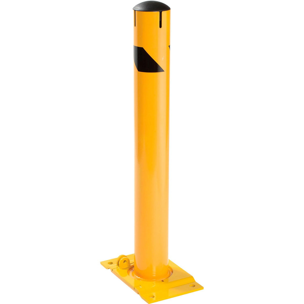 Global Industrial Steel Safety Bollard W/Chain Slots – Removable Base & Cap, 36"H x 4-1/2"D