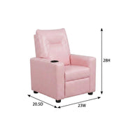Pink Kids Recliner Chair with Cupholder by Furnifact – PVC Fabric, Wood, Foam, Pink