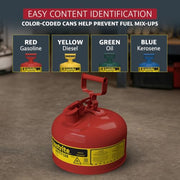Justrite Red / 2 Gallon / Type I Cans