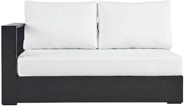 Powder-Coated Aluminum Outdoor Loveseat with Modular Left-Facing Design, Patio Furniture for Outdoor Couch Sectional, Gray White