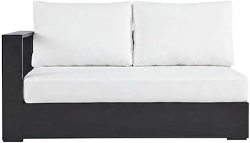 Powder-Coated Aluminum Outdoor Loveseat with Modular Left-Facing Design, Patio Furniture for Outdoor Couch Sectional, Gray White