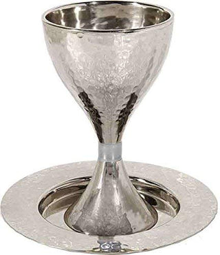Emanuel Hammered Kiddush Cup with Silver Ring, 6.8 oz, Silver