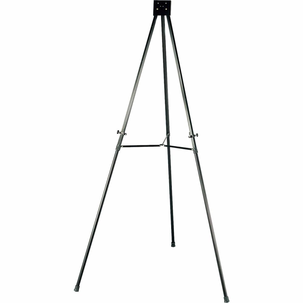 Telescoping Aluminum Display Easel with Adjustable Legs by Lorell – 34"W x 66"H, Aluminum, Black, Model LLR75683