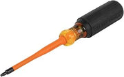 KLEIN TOOLS 6984INS Insulated Screwdriver, Made in USA, Screwdriver with 1000V Slim Profile Tip, #1 Square with 4-Inch Shank, Cushion-Grip Handle