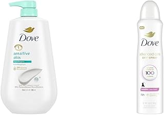 Dove Body Wash with Pump and Antiperspirant Deodorant Spray Bundle - 30.6 oz Sensitive Skin Cleanser and 3.8 oz Clear Finish 72hr Odor Protection