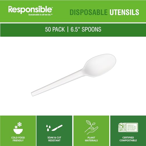 Responsible Products 6.5" Spoons White (50 Count) / White / 50 Spoons