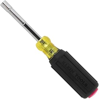 KLEIN TOOLS 65412 Heavy Duty Hollow Shaft Nut Driver, Color-Coded 1/2-Inch Hex, Pass Through Design, 6-Point, Cushion-Grip Handle