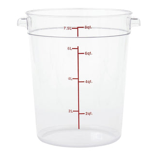 Clear Round Food Storage Container - 10 13/100" Dia x 10 3/4" D by HUBERT – Polycarbonate (PC), Clear, Model 0106005-PC