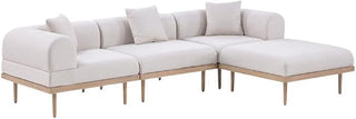 Beige Fabric 4-Piece Outdoor Modular Sectional with Cushioned Seating, Contemporary Style, Includes Pillows, Weather-Resistant Construction