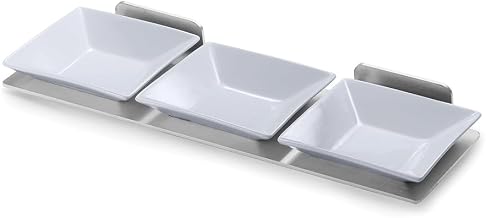 Rosseto Serving Solutions SM215 Spice Shelf with Stainless Steel Frame & 3 Porcelain Bowls