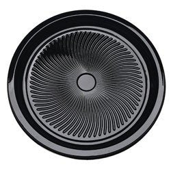 16" Round Black Novaplus Plastic Serving Platter - 36 per case by Sabert – 16", PET, Black, Model 9516