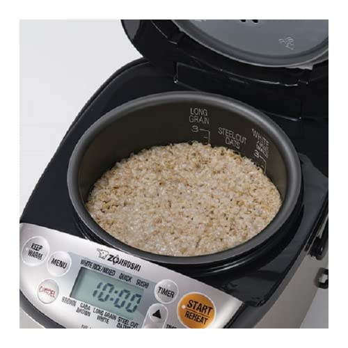 Micom 3-Cup Compact Size by Zojirushi – 3-Cups (uncooked), 3.0 cups, Stainless Steel, Stainless Black, Model NS-LGC05XB