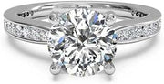 2.5ct Round Cut Moissanite Solitaire Ring White Gold Plated Channel Set Accents