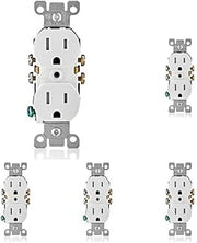 Leviton T5320-W Straight Blade Tamper Resistant Duplex Receptacle, 125 V, 15 A, 2 Pole, 3 Wire,White (Pack of 5)