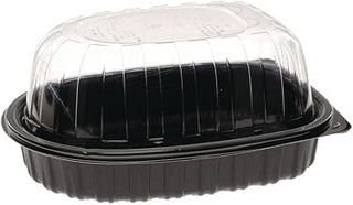 Pactiv YCNC600700DZ EarthChoice Roaster Combo Black/Clear 7.7 x 4.5 x 4.5 110/Carton