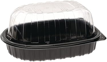 Pactiv YCNC600700DZ EarthChoice Roaster Combo Black/Clear 7.7 x 4.5 x 4.5 110/Carton