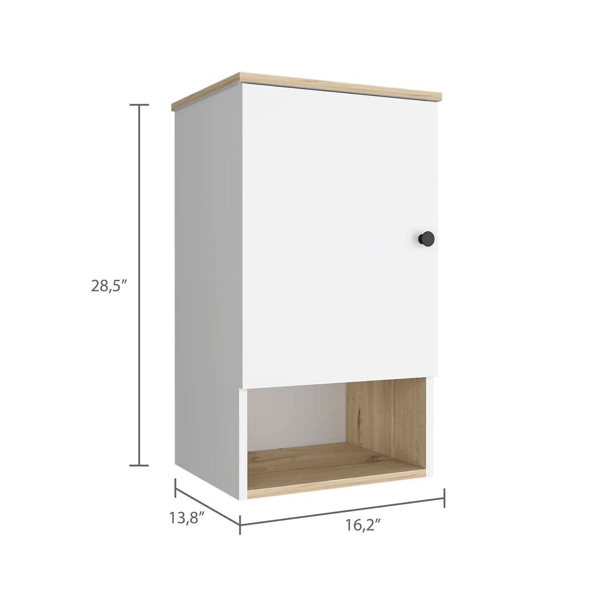 Alaska Medicine Cabinet with 3 Storage Shelves by FM FURNITURE – Metal, Light Oak-white, Model FM7120GDB