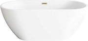 59" Bathtub In Glossy White With Brushed Gold Trim