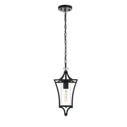 Belgrade One Light Outdoor Pendant Black by Lighting Design – Iron, Black, Model OD311H15BK
