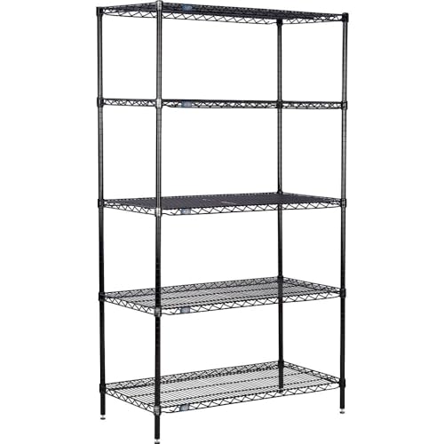 5 Tier Black Epoxy Wire Shelving Starter Unit by Nexel – 5, Epoxy, Black, Model 21308B5