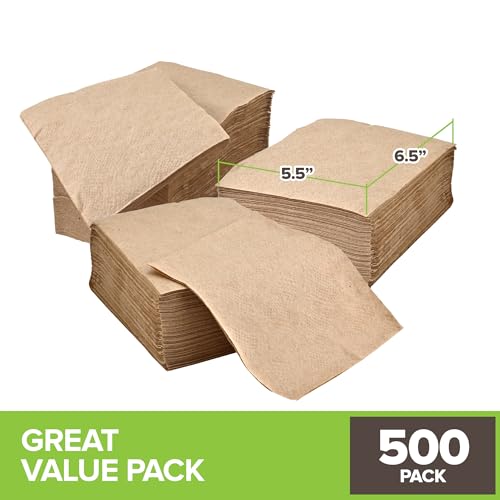 Stock Your Home 500 / 5.5" x 6.5" / brown Disposable Napkins