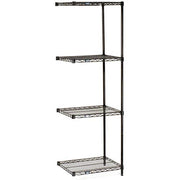 5 Tier Black EPOXY Wire Shelving ADD-ON Unit by Nexel – 5, Alloy Steel, Black, Model A21308B5