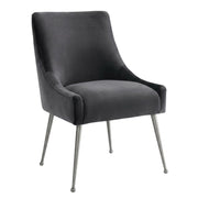 Velvet-Upholstered Side Chair with Silver Legs by Starlight Canyon Home – Velvet, Grey