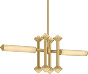 Hydra 10-Light Linear | Vogue & Modern Style | Vintage Brass Finish | Glass Shade | Damp-Rated for Bathroom Use | Adjustable Hang Height 24-57" | 11" L Linear Silhouette | 565-10-VB