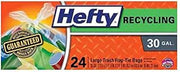 Hefty 30 Gallon Clear Large Recycling Trash Flap Tie Bags, 12 Boxes - New